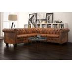 vidaXL Hoekbank 5-zits Chesterfield-stijl kunstleer bruin, Verzenden, Hoekbank, Nieuw, Leer