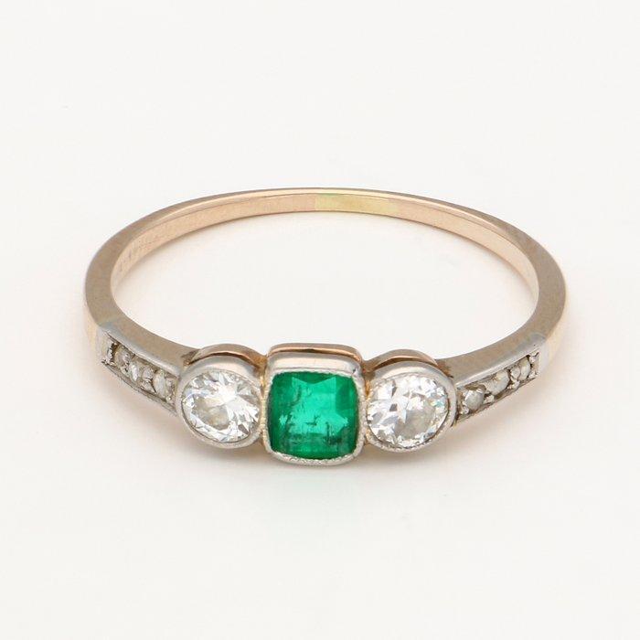 Ring - 14 karaat Geel goud, Witgoud Diamant (Natuurlijk), Sieraden, Tassen en Uiterlijk, Ringen