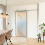 Stalen Schuifdeur - Kiezelgrijs - 2 Vlaks rond - Matglas, Doe-het-zelf en Verbouw, 75 tot 150 cm, Nieuw, 150 tot 225 cm, Metaal