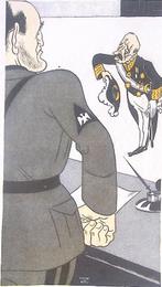 Spotprent met Ruys bij Mussolini (lijst optie, Lithos), Verzenden