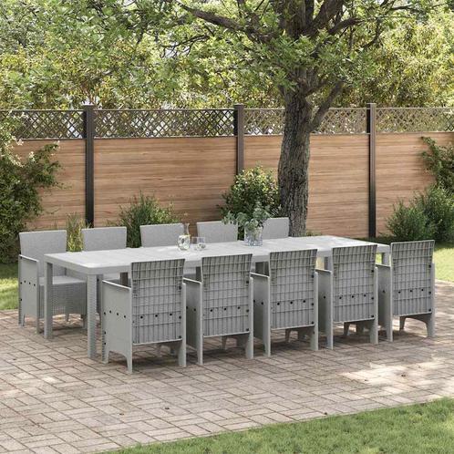 vidaXL Tuin Eetset 11 pcs Lichtgrijs Polypropyleen, Tuin en Terras, Tuinsets en Loungesets, Nieuw, Textileen, Verzenden
