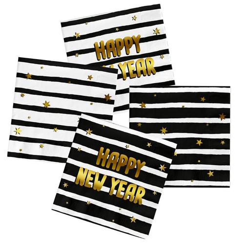 Servetten Happy New Year 33cm 20st, Hobby en Vrije tijd, Feestartikelen, Nieuw, Verzenden