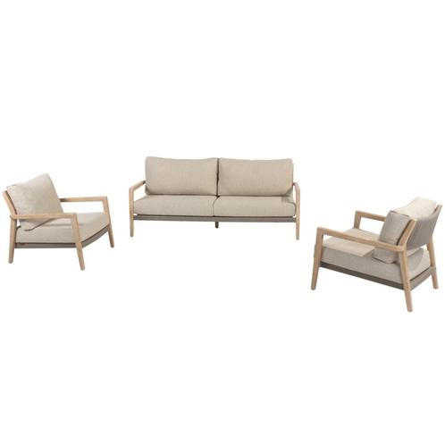 Julia stoel bank loungeset 3 delig brushed teak 4 Seasons, Tuin en Terras, Tuinsets en Loungesets, Nieuw, Teakhout, Ophalen of Verzenden