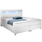Boxspringbed Montana - 180 x 200 cm - Wit - LED Verlichting, Verzenden, Nieuw