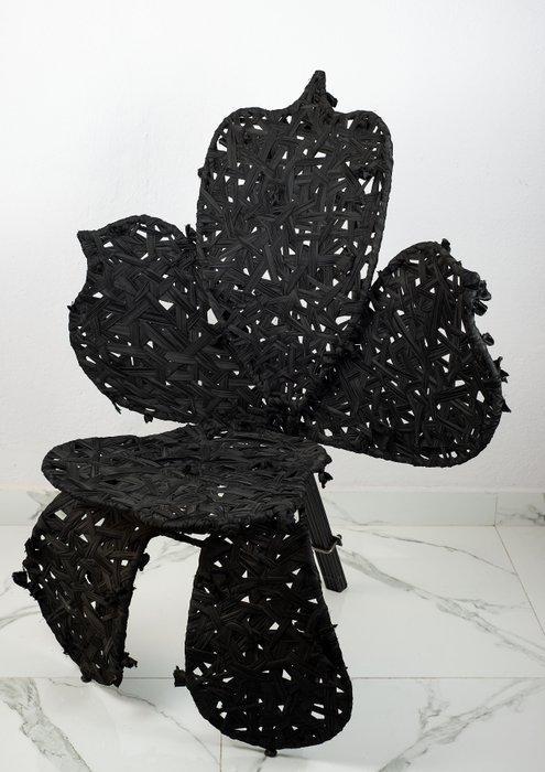 Anacleto Spazzapan - Fauteuil - Staal, Textiel - Leren stoel, Antiek en Kunst, Kunst | Designobjecten