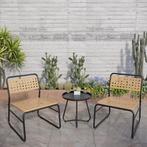 Bistroset Brienza tuintafel met 2 tuinstoelen zwart en beige, Tuin en Terras, Verzenden, Nieuw