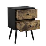 Nachtkastje met 2 lades 60x40x29,5 cm houtkleurig en zwart, Huis en Inrichting, Tafels | Bijzettafels, Verzenden, Nieuw