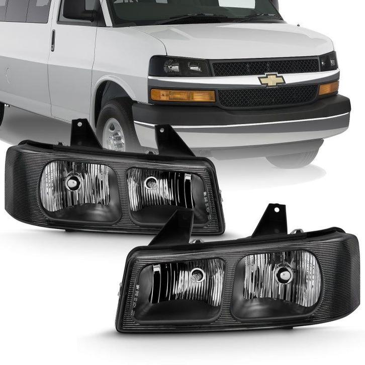ANZO 2003-2017 Chevy Express Crystal Headlight Black, Auto-onderdelen, Verlichting, Ophalen of Verzenden