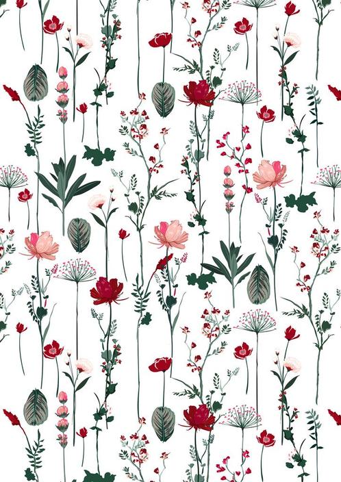 Inpakpapier Romantische droogbloemen - Breedte 50 cm - m, Hobby en Vrije tijd, Knutselen, Overige typen, Nieuw, Ophalen of Verzenden