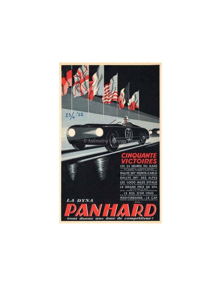 1952 PANHARD DYNA BROCHURE FRANS, Boeken, Auto's | Folders en Tijdschriften