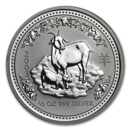 Lunar I - Year of the Goat - 1/2 oz 2003 (51.766 oplage), Postzegels en Munten, Munten | Oceanië, Losse munt, Zilver, Verzenden
