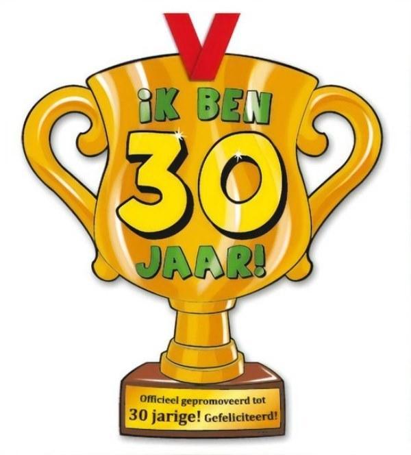 Trofee  met lint en tekst ik ben 30 jaar 150 x, Diversen, Rommelmarktspullen