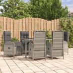 vidaXL 7-delige Tuinset met kussens poly rattan grijs, Verzenden, Nieuw, Rotan, Tuinset