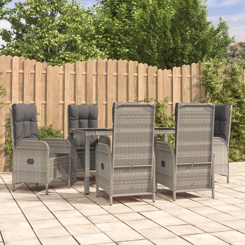 vidaXL 7-delige Tuinset met kussens poly rattan grijs, Tuin en Terras, Tuinsets en Loungesets, Tuinset, Nieuw, Rotan, Verzenden