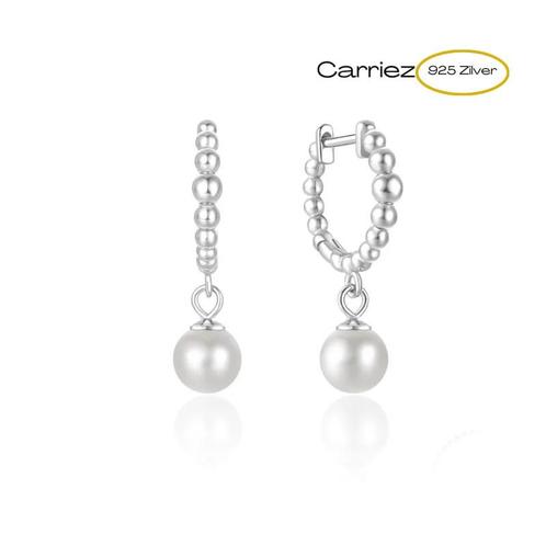Bolletjes oorringen met parel hanger - 925 zilver, Sieraden, Tassen en Uiterlijk, Kettinghangers, Nieuw, Verzenden