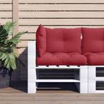 vidaXL Palletkussens 3 st stof wijnrood, Huis en Inrichting, Verzenden, Nieuw, Rood