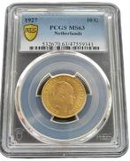 Gouden Wilhelmina 10 gulden 1927 MS63 PCGS gecertificeerd, Postzegels en Munten, Munten | Nederland, Verzenden, Goud, Koningin Wilhelmina