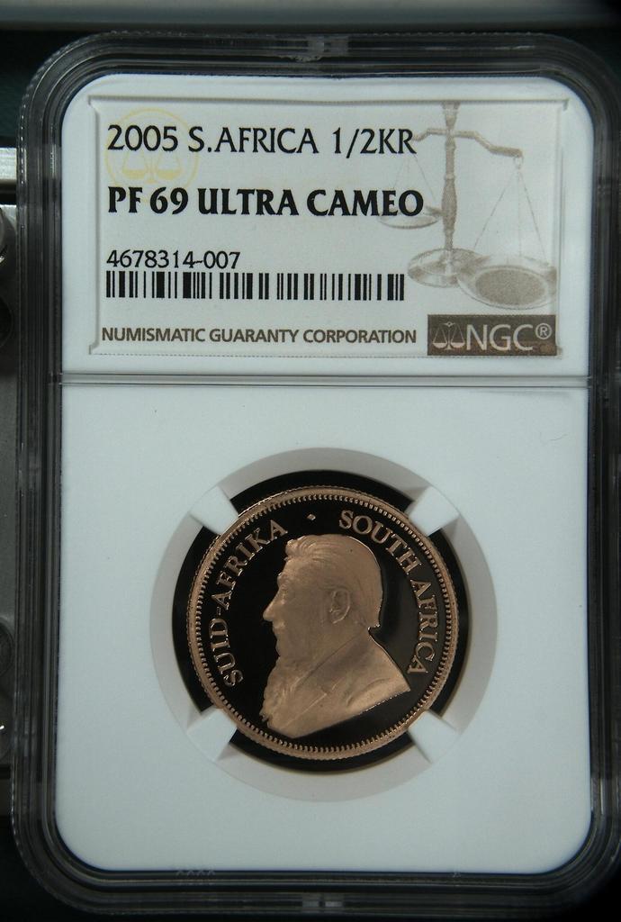 Gouden 1/2 oz Krugerrand 2005 PF69 Ultra Cameo NGC, Postzegels en Munten, Munten | Afrika, Losse munt, Goud, Zuid-Afrika, Verzenden