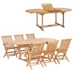 vidaXL 7-delige Tuinset 150-200x100x75 cm massief teakhout, Tuin en Terras, Tuinsets en Loungesets, Verzenden, 6 zitplaatsen, Teakhout