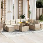 vidaXL 9-delige Loungeset met kussens poly rattan beige, Tuin en Terras, Tuinsets en Loungesets, Verzenden, Nieuw, Rotan, Loungeset