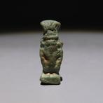 Oud-Egyptisch Faience Bes Amulet. Late Periode, 664 - 332