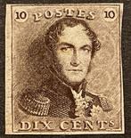 België 1849 - Leopold I - Epaulet 1 - Bruin - Met velrand -, Gestempeld