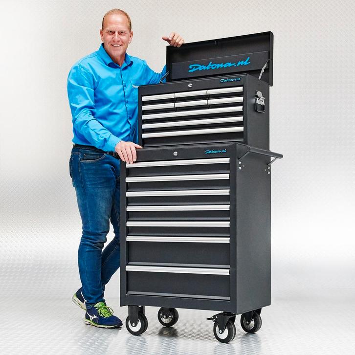 Datona Gereedschapswagenset 16 laden - zwart - Datona, Doe-het-zelf en Verbouw, Gereedschapskisten, Nieuw, Ophalen of Verzenden