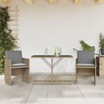 vidaXL 3-delige Bistroset met kussens poly rattan gemengd, Verzenden, Nieuw, Rotan