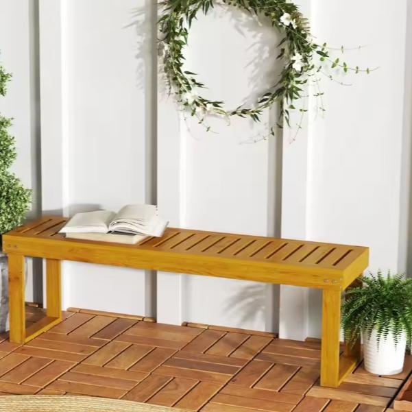 Set van 2 Teak Tuinbanken - Parkbanken voor Balkon en Tuin, Tuin en Terras, Tuinbanken, Nieuw, Verzenden