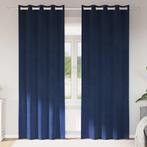 vidaXL Gordijnen met gordijnen 2 pcs Donkerblauw 140 x 225, Verzenden, Nieuw, Blauw