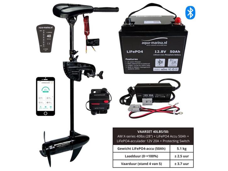 Vaarset 40lbs – Stil, Licht en Compleet Elektrisch Varen, Watersport en Boten, Buiten- en Binnenboordmotoren, Buitenboordmotor