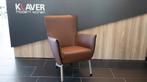 Fauteuil Label Foxxy  bruin leer, Ophalen of Verzenden, Zo goed als nieuw, 75 tot 100 cm, Leer