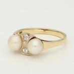 Ring - 14 karaat Geel goud Parel - Diamant, Nieuw