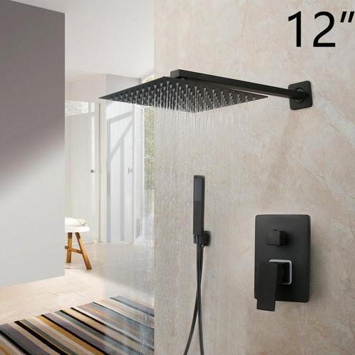 Zwarte inbouw regendouche set, Doe-het-zelf en Verbouw, Sanitair, Douche, Nieuw, Verzenden