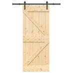 vidaXL Schuifdeur met beslag 85x210 cm massief grenenhout, Doe-het-zelf en Verbouw, Verzenden, Nieuw