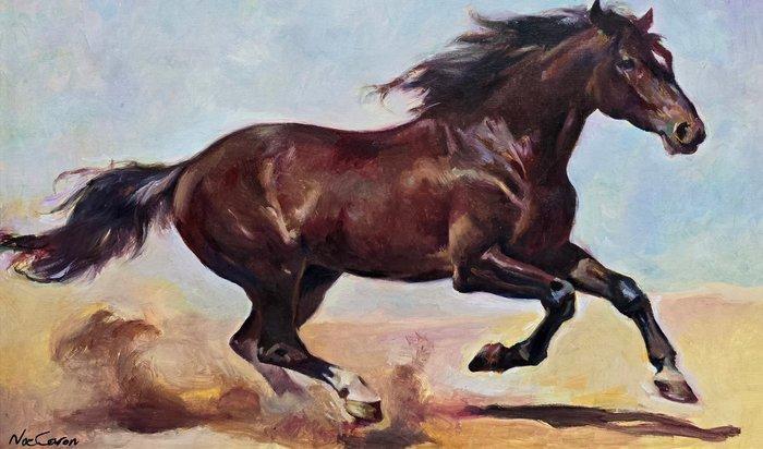 Noé Caron (1942) - Le galop du vent, Antiek en Kunst, Kunst | Schilderijen | Klassiek