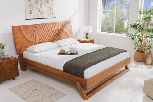 Design bed SCORPION 180x200cm bruin mangohout 3D snijwerk, Huis en Inrichting, Slaapkamer | Bedden, Ophalen of Verzenden