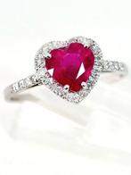 Ring - 18 karaat Witgoud Robijn - Diamant, Nieuw