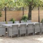 vidaXL Tuin Eetset met kussen 13 pcs Lichtgrijs Poly riet, Tuin en Terras, Tuinsets en Loungesets, Verzenden, Nieuw, Textileen