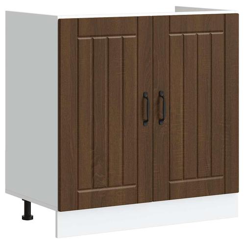 vidaXL Spoelbakonderkast Lucca bewerkt hout bruin eikenkleur, Huis en Inrichting, Keuken | Keukenelementen, Bruin, Nieuw, Verzenden