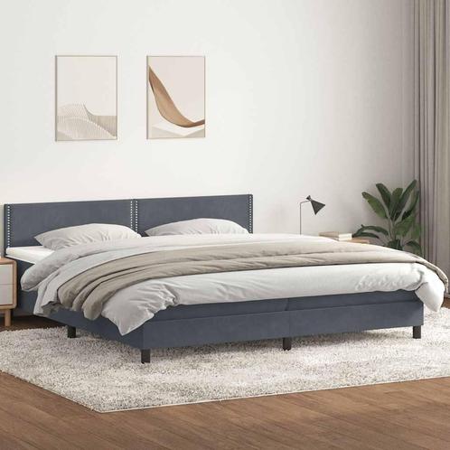 vidaXL Boxspring met matras fluweel donkergrijs 180x220 cm, Huis en Inrichting, Slaapkamer | Bedden, Grijs, Nieuw, Stof, Verzenden