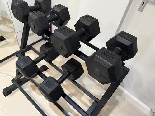 Dumbbell Opbergrek + Dumbbells 2x5kg - 2x7.5kg - 2x10kg, Sport en Fitness, Fitnessapparatuur, Overige typen, Nieuw, Ophalen of Verzenden