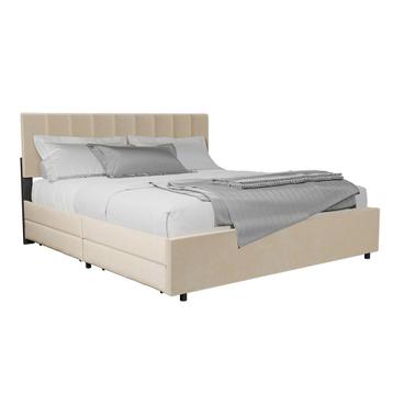 Gestoffeerd Bed Soria - 180 x 200 cm - Beige - Incl. Bedlade beschikbaar voor biedingen