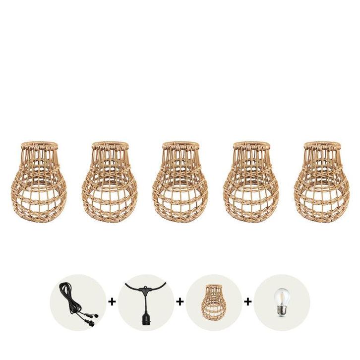 5x Lampenkappen hout voor prikkabel CRETE | landelijk, Huis en Inrichting, Lampen | Lampenkappen, 25 tot 50 cm, Beige, Nieuw, Ophalen of Verzenden