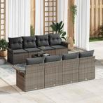 vidaXL Tuin Sofa Set 9 pcs Grijs Poly riet, Verzenden, Nieuw, Rotan