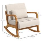 TRUUSK Retro Schommelstoel Rubberwood Hout 64,5 Cm X 92 Cm X, Huis en Inrichting, Fauteuils, Verzenden, Nieuw