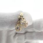 Geelgouden oorbellen met bolletjes hanger; zirconia, Sieraden, Tassen en Uiterlijk, Oorbellen, Ophalen of Verzenden, Gebruikt