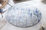 Vintage tapijt MODERN ART 150cm blauw gewassen ronde used, Ophalen of Verzenden, Nieuw