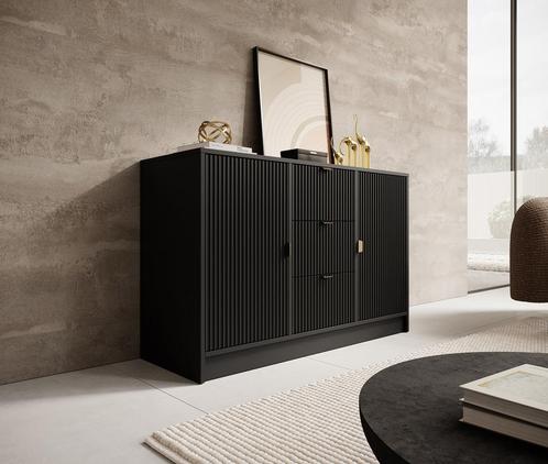 Meubella Dressoir Tavares zwart 118 cm goud, Huis en Inrichting, Kasten | Dressoirs, 25 tot 50 cm, Nieuw, 100 tot 150 cm, Verzenden