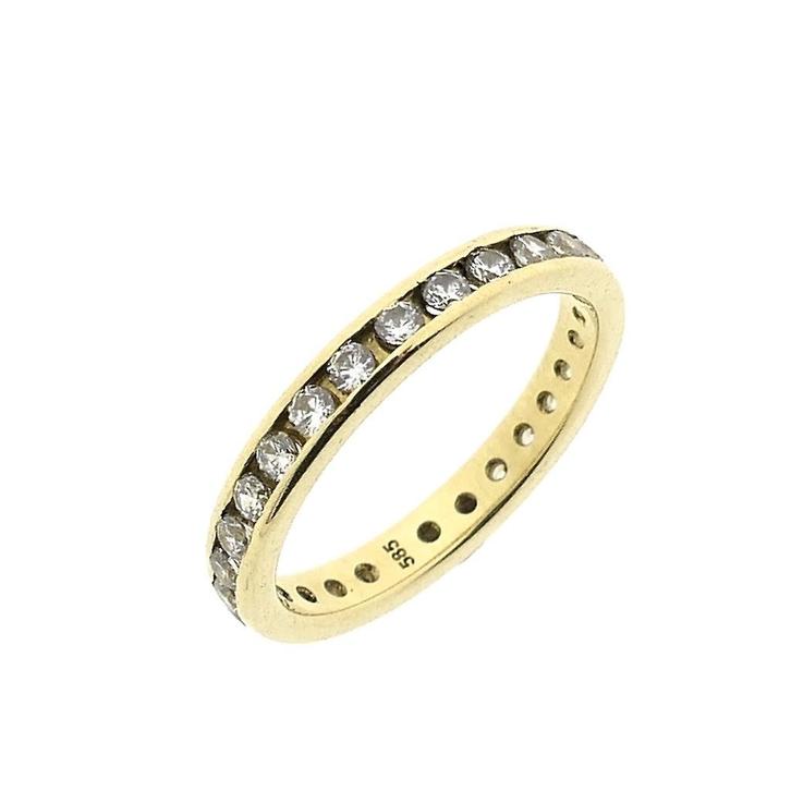 Gouden alliance ring met zirconia, Sieraden, Tassen en Uiterlijk, Ringen, Dame, Met edelsteen, Overige kleuren, 17 tot 18, Gebruikt